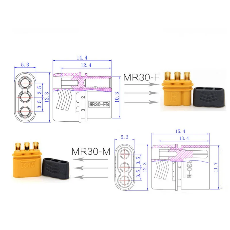 Штепсельная Вилка AMASS MR30 5 пар гнездовой разъем с оболочкой для RC Lipo батареи Multicopter