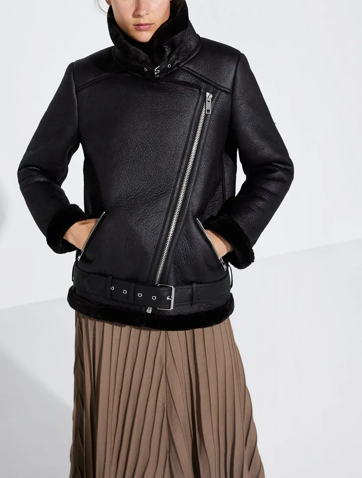 

Overplus of Goods Exported to Europe And us y Female Leather Coat Jacket 2019 Autumn And Winter Three-Color Thick Faux Fur Mid-l