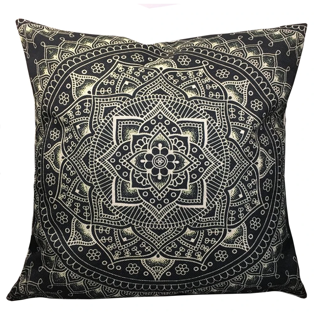 Декоративные наволочки с мандалой хлопковые льняные для подушек Квадратные