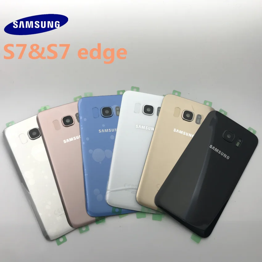 Samsung Galaxy S7 G930 G930F S7 edge G935 задняя крышка батарейного отсека задняя крышка Корпус Запасные части+ Ушная камера стеклянная рамка объектива
