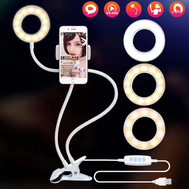 

Selfie LED Ring Light with Smartphone Mobile Holder/Stand for Youtube Live Stream Makeup Camera Lamp for iPhone X Android