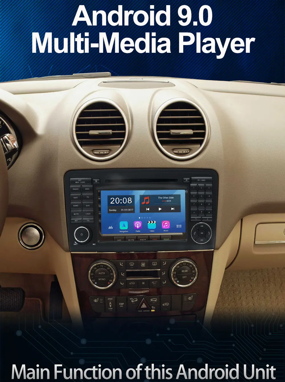 Best PX6 Octa Core Android 9.0 4+64G USB×5 Car DVD For Mercedes Benz GL ML Class W164 ML300 ML320 ML350 ML450 X164 Car Radio GPS 3