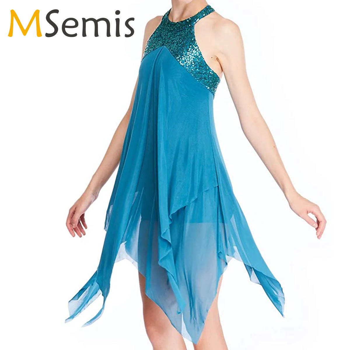 Kids Girls Ballroom Dress Halter Sequins Criss Cross Gymnastics Leotard Children Contemporary Lyrical Dance Costumes Dancewear