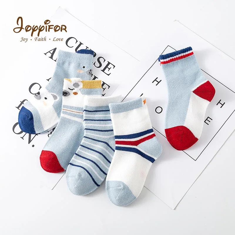 Joyifor/5 пар/лот, весенне-осенние тонкие носки для девочек Детские хлопковые носки милые Дышащие носки для маленьких мальчиков 1-6 лет