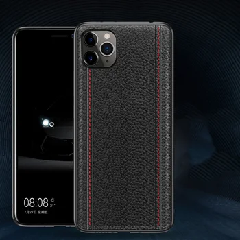 

Genuine Leather Sewing line Case For Iphone 11 PRO MAX Full Protective Cover Business First layer real cowhide case cover