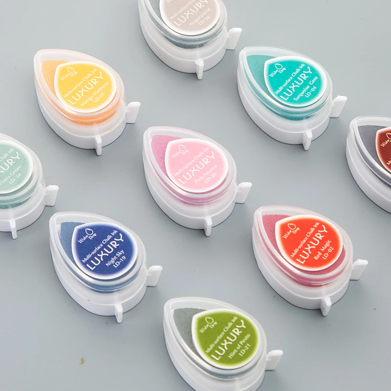 

Multi-color Cute Diy Water Drop Shape Inkpad Creative Scrapbooking Oil Rubber Stamps Ink Pad School Student Office Supplies