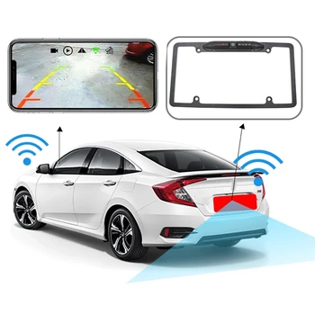 

US Car Wifi License Plate Frame Wireless Rear View Camera 8 IR Night Vision Reverse Backup Camera License Plate Frame