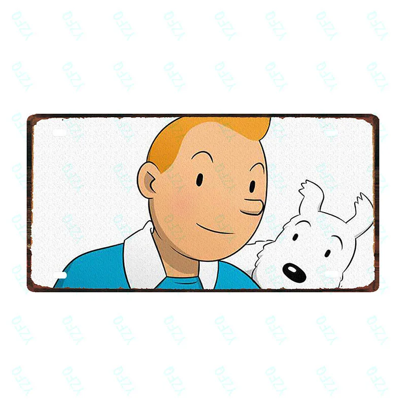 30X15 см Tintin мультфильм номерной знак фильм Винтаж металлический знак для настенного искусства Детская комната магазин Кино Домашний декор 30X15 см DC-0001A - Color: DC-0007