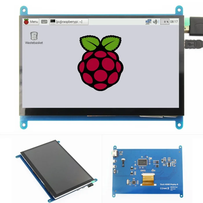 7 дюймов 800x480 HD ips ЖК-дисплей сенсорный экран для Raspberry Pi 3 Model B/2B/B+ GV99