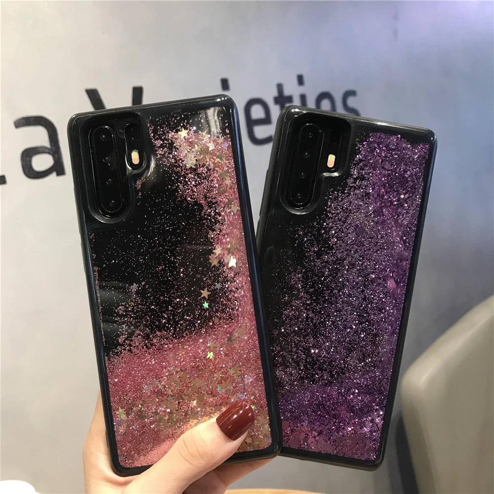 Черный силиконовый бампер динамичный жидкий песок чехол для huawei P30 Pro Чехол TPU
