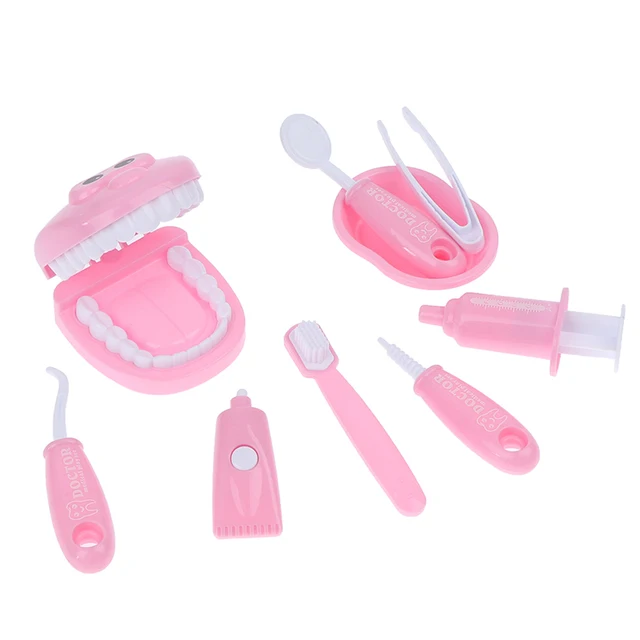 9Pcs Kids Pretend Play Toy Dentist Check Teeth Model Set Medical Kit Educational Role Play Simulation Learing Toys For Children 4