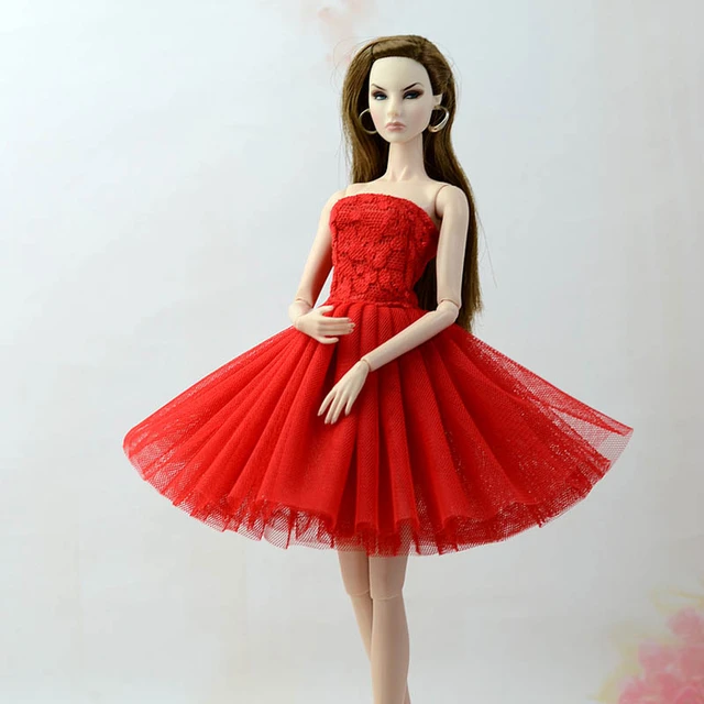 Red Summer Dress Short Dresses For Barbie Doll Princess Dress Vestidoes  Clothes For Barbie Dolls Outfits 1/6 Doll Accessories - Dolls Accessories -  AliExpress