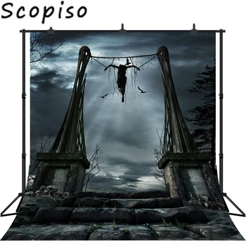 

Scopiso Photography Background Terror Hang The Dead Body Gloomy Sky Halloween Theme Backdrop Photo Backgrounds Studio Props