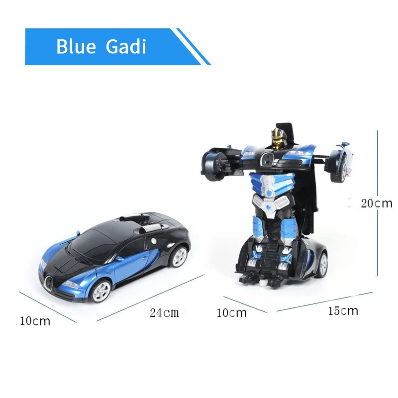 Blue-Gadi RC 2,4 ГГц Трансформационные роботы спортивные модели столкновения деформации классический автомобиль роботы игрушки детские подарки - Цвет: Blue-Gadi