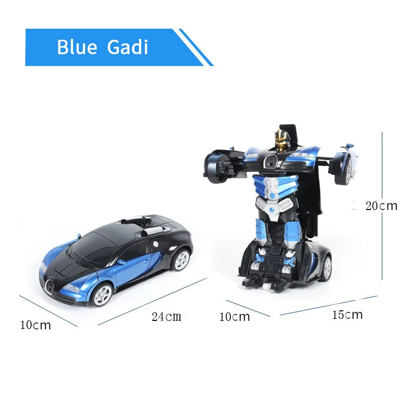 RC 2,4 ГГц Трансформационные роботы спортивные модели столкновения деформации классический автомобиль роботы игрушки детские подарки - Цвет: Blue-Gadi