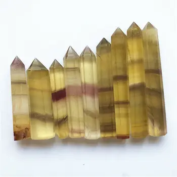 

Dropshipping 57-80mm Natural Yellow Fluorite Crystal Point Wand Tower Crystal Obelisk Healing Crystal Gifts Home Decoration
