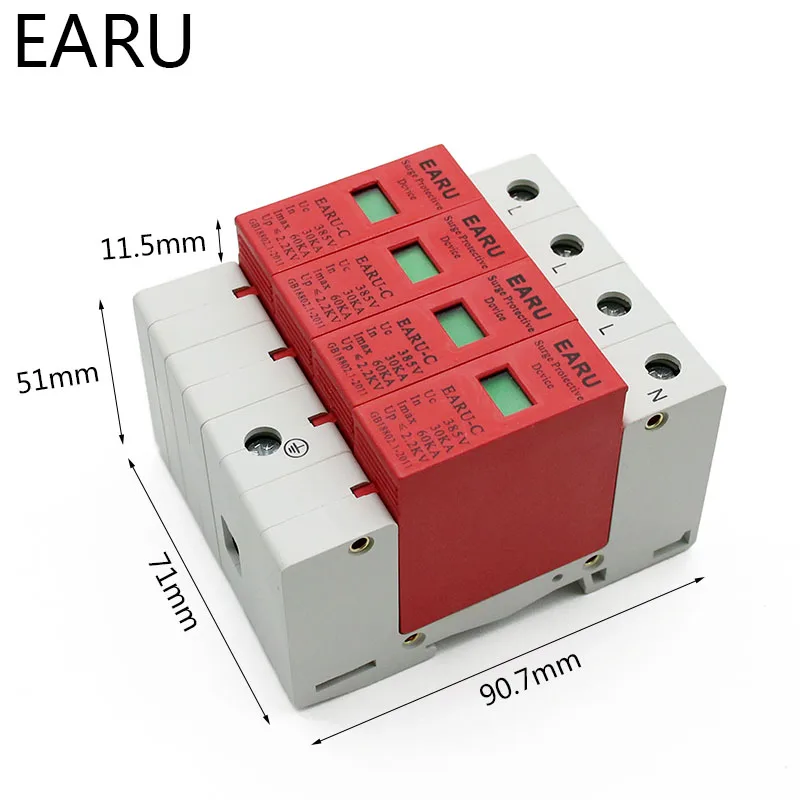 AC SPD 3P+ N 4P 30KA~ 60KA AC385V дом защита от атмосферного перенапряжения Защита защитное Низковольтное предохранительное устройство OEM обслуживание