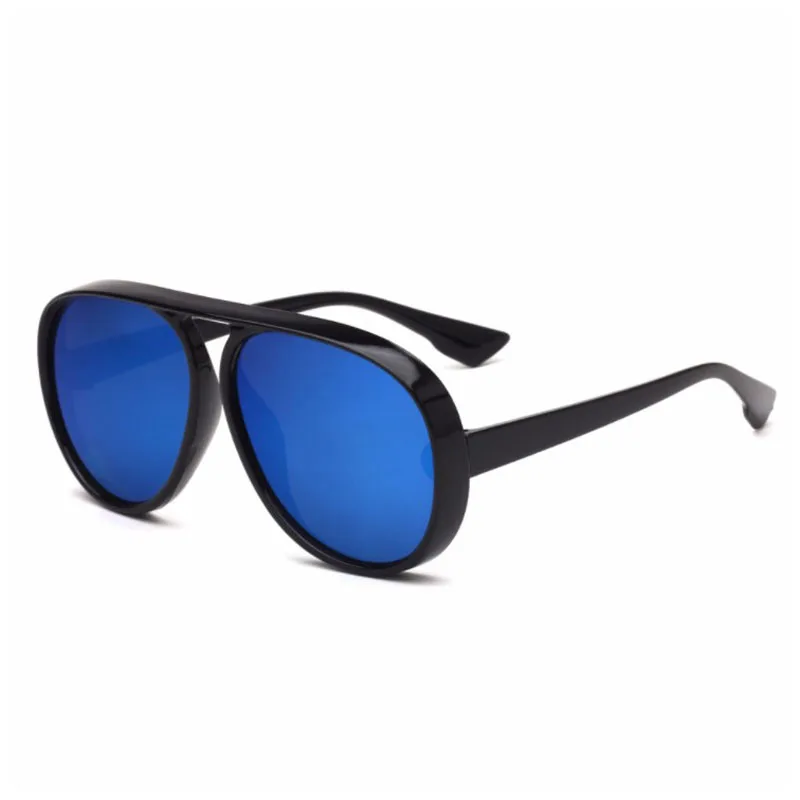 Модные мужские солнцезащитные очки с большой оправой UV400, универсальные светоотражающие красочные очки для женщин - Цвет линз: blue silver