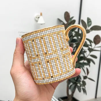 

350ml High-end Mosaic Gold Ceramic Cup Nordic Ins Creative Network Red Water Cup Wedding Wedding Gift Coffee Cup