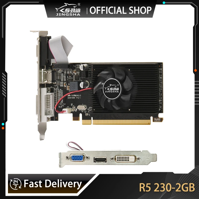 graphics card for gaming pc JINGSHA AMD R5 230 2GB Graphics Card High Quality Radeon R5 230 Series 64bit Graphics Card For Worksatation VGA HDMI Card latest graphics card for pc