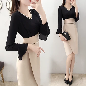 

Appliques Dress For Women Flare Sleeve Ladies Dresses Office Lady Luxury Women Dresses Vestidos De Fiesta De Noche Robe Femme