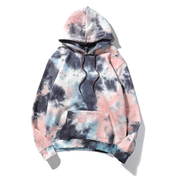 

Tie-Dye Gradient Hooded Sweatshirt Women Loose Korean Fashion Jacket Autumn Winter Long-Sleeved Hoodie men couple sweat shirt