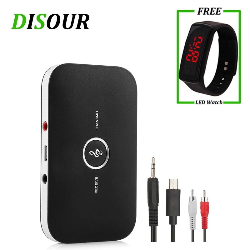 [Бесплатные часы] DISOUR 2 в 1 Bluetooth передатчик приемник RCA AUX 3 5 мм разъем APTX стерео