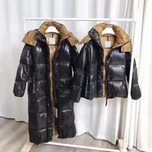 Зимняя куртка на утином пуху, женское длинное пальто, теплые парки, Толстая Женская теплая одежда, воротник из кроличьего меха, высокое качество, белый утиный пух