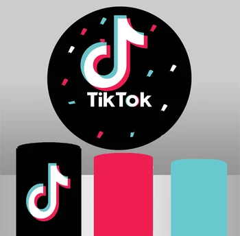 

Round Circle Background Tok Tik Backdrop Musical Symbol Vedio Black Birthday Party Table Cover Plinth Covers