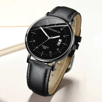 

ECONOMICXI Men's Watch Vogue Trendy Military Men Quartz Wristwatch Leather Band Watch Men Clock Relogio Masculino montre 2020