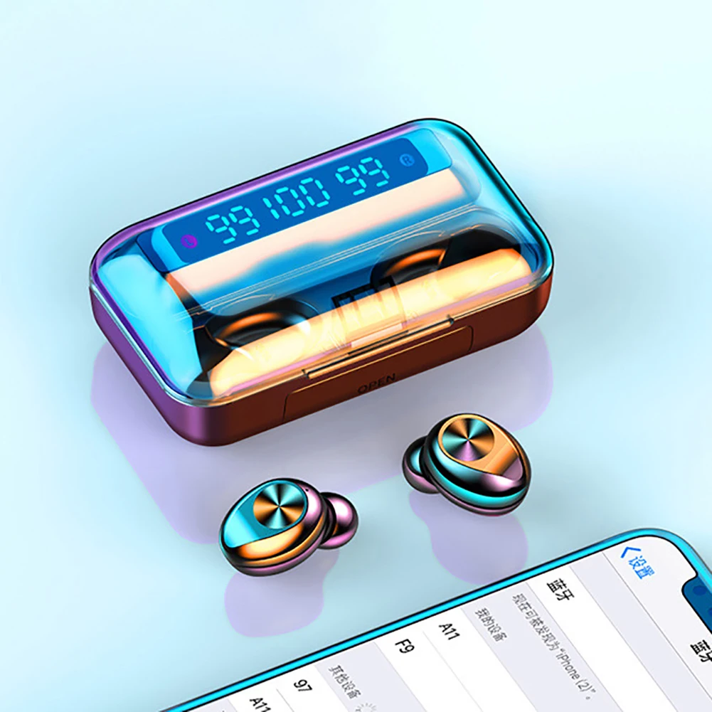 

Wireless Bluetooth Earphones Touch Control 9D Stereo Headset LED Display Waterproof Sport Earbuds Earphone with Mic