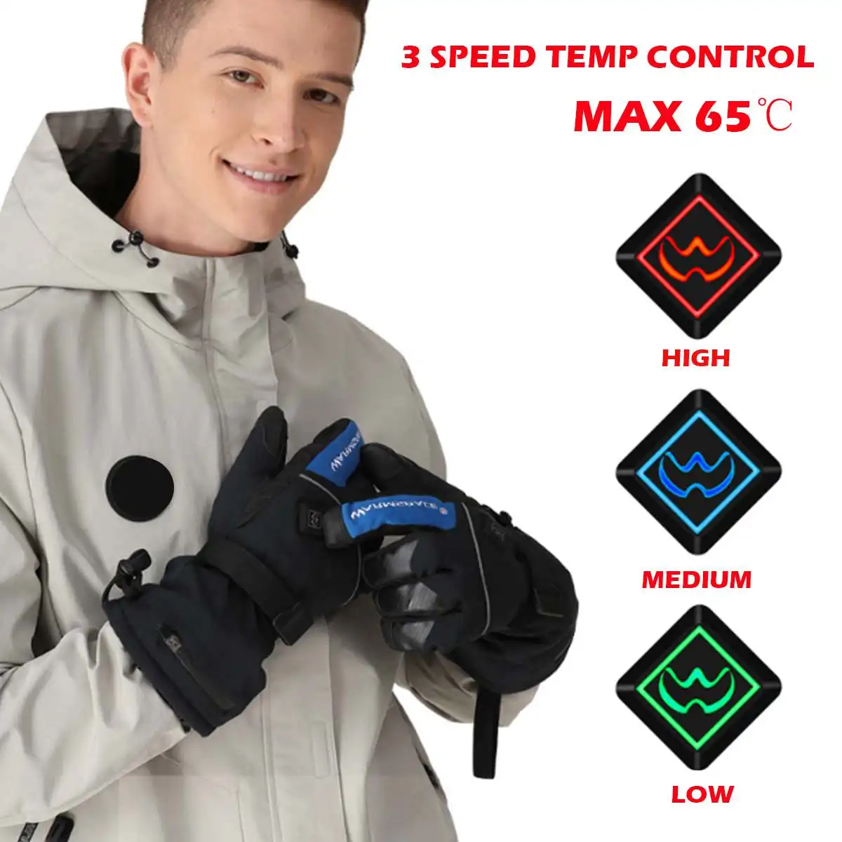 

4 Battery Electric Heating Gloves Rechargeable Ski Motorcycle Heated Gloves Winter Hand Warmer Snowboard Snowmobile Glove