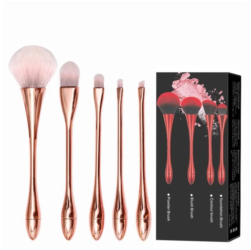 5 Pcs Makeup Brushes Set Foundation Powder Blush Eyeshadow Brush Concealer Brush Lip Eye Makeup Cosmetics Brush Beauty Tools