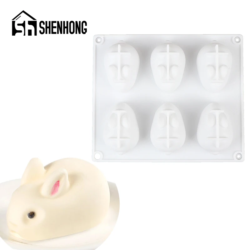 SHENHONG, силиконовая форма для торта, Банни, десерт, украшение, поднос, 6 полосок, кролик, шоколадный мусс, форма для кексов, Кондитерские противни, инструменты для выпечки