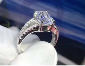 

TR104 Luxury 3.85 CARAT cushion cut NSCD Synthetic Gem Hot Celebrity Engagement Rings For Women!