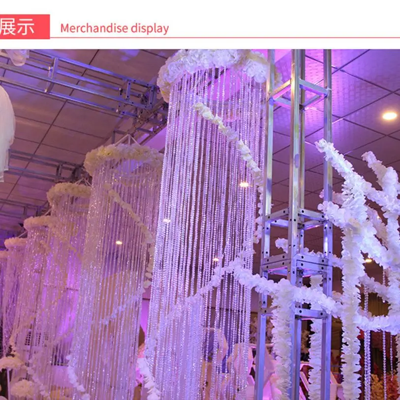 Customized Fashion Crystal Glass Octagonal Bead Curtain Door Acrylic Chain Wedding Tree Road Decoration Transparent  String