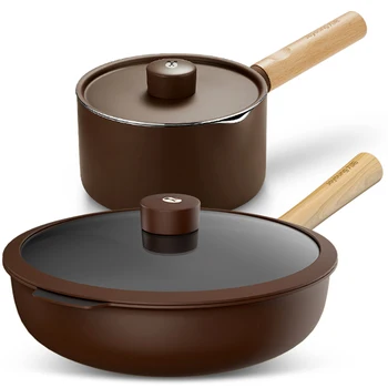 

Cookware Set Non-Stick Pan Pot Cooker Gas Stove For Wok Non-Stick Cookware Set Kitchen Full Household Three-Piece Combination