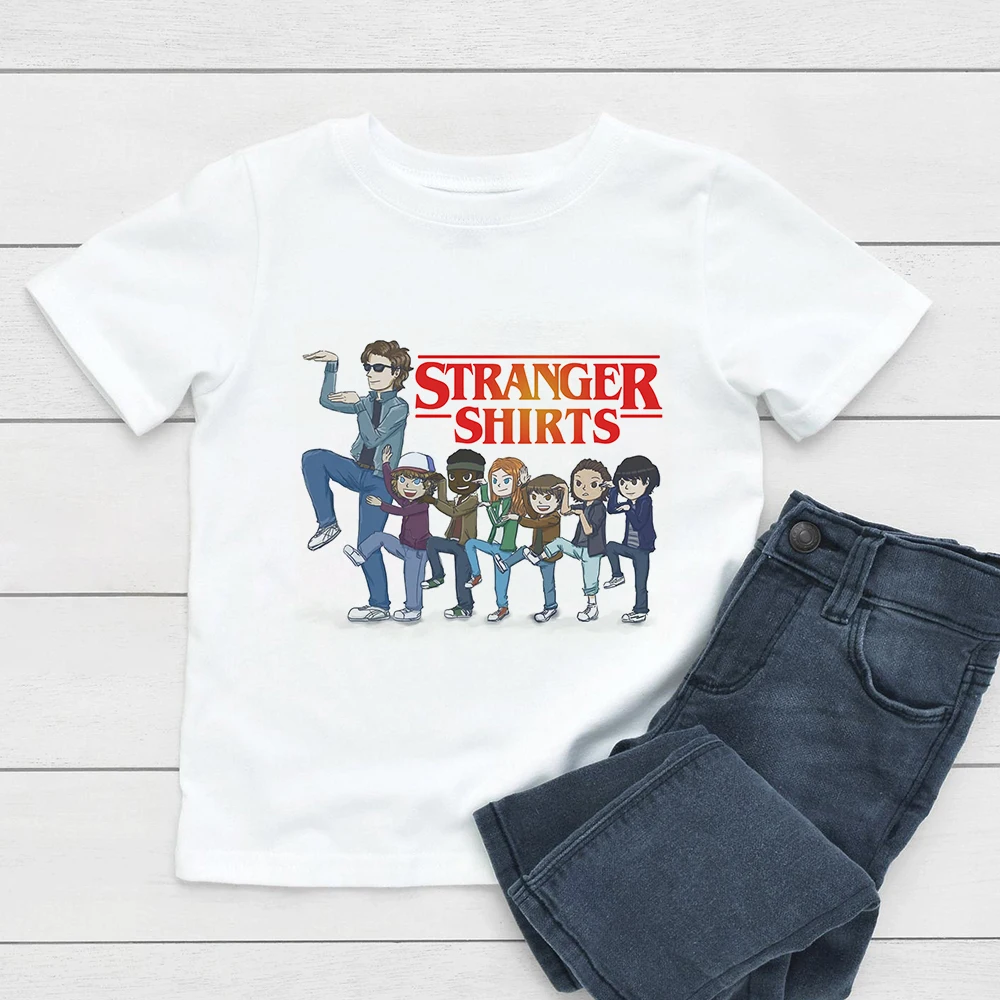 

New Arrival Stranger Things Graphic Tee Baby T-shirt Loose Short Sleeve Ullzang Kids Clothes O-neck Simple Children T Shirts