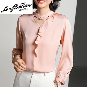 

Blouses Elegant Women 2020 Spring Silk Blouse Vintage Fashion Women's Shirts Long Sleeve Womens Tops Summer Blusas LW441