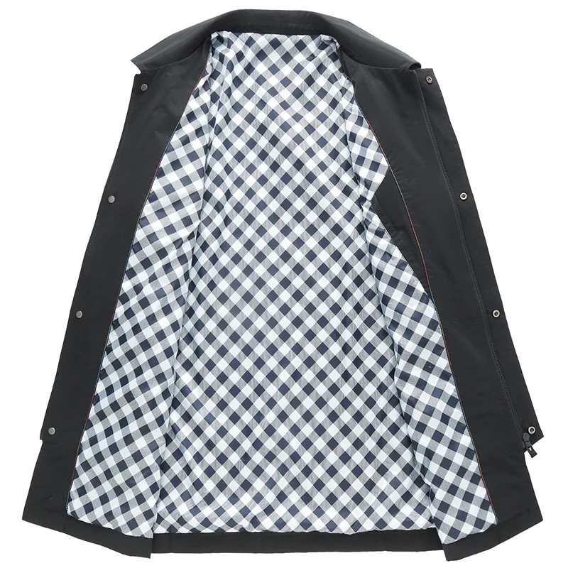 Promo Coat Spring Autumn Trench Coat Casual Solid Men's Windbreaker Single Breasted Jacket Black Gray Turn-down Collar Long Jacket Men