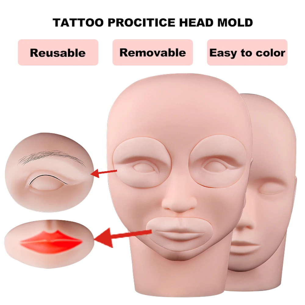 Съемная 3D татуировка тренировочная силиконовая голова для тренировок модель
