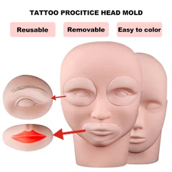 Detachable 3D Tattoo Practice Skin Head Silicone Training Head Face Model for Professional Lip Eyes Eyebrow Permanent Makeup