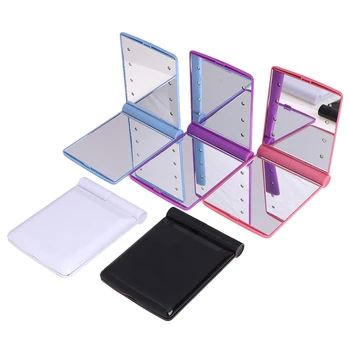 

1PC Portable Women Ladies Make Up Mirror Cosmetic Foldable Compact Pocket with 8 LED Lighting Makeup Tool Nice gift Fashion