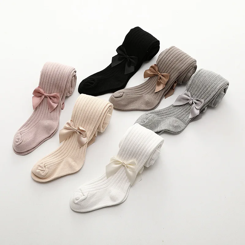 INS/хлопковые нескользящие носки для новорожденных, 2 шт. детские колготки с бантиком для девочек