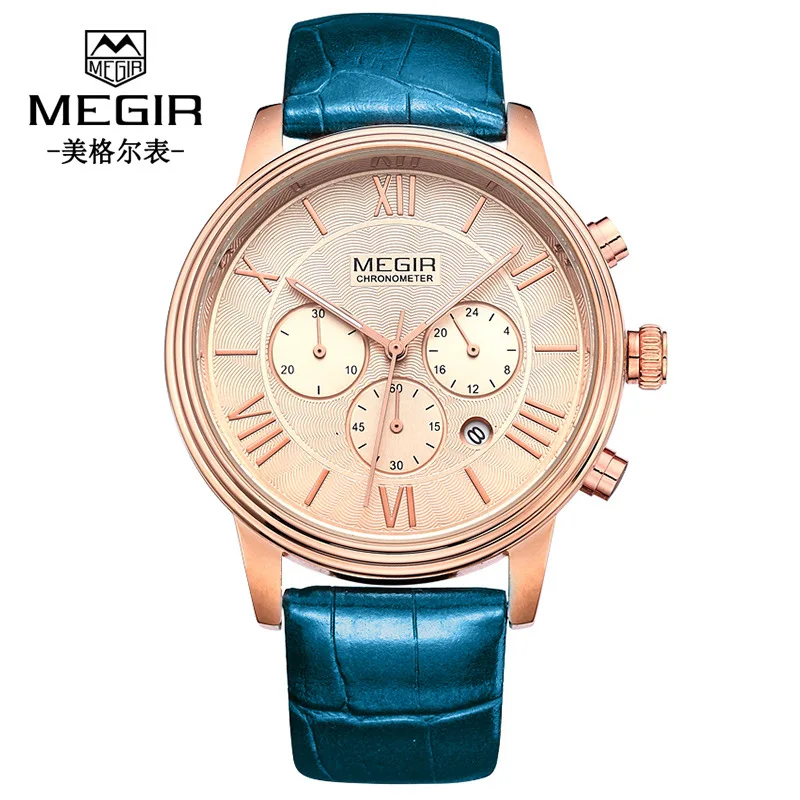 

[Natural detox gainer Genuine Leather Waterproof Multi-functional Timing Calendar Outdoor Quartz MEN'S Watch] Model 2012G.