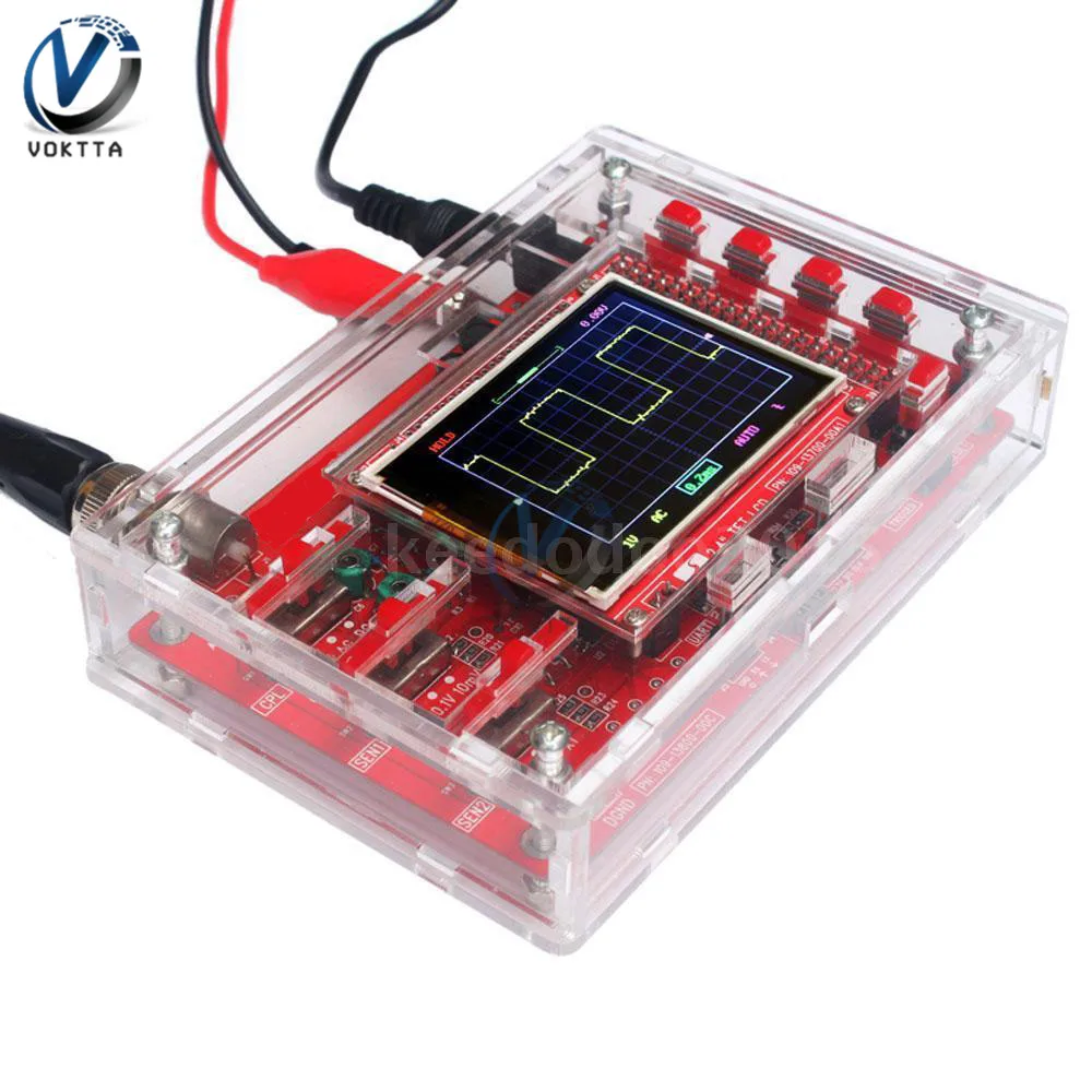 2," цифровой экран TFT осциллограф зонд Аллигатор тестовый зажим для Arduino с прозрачным акриловым чехол в сборе - Цвет: Assembled with case