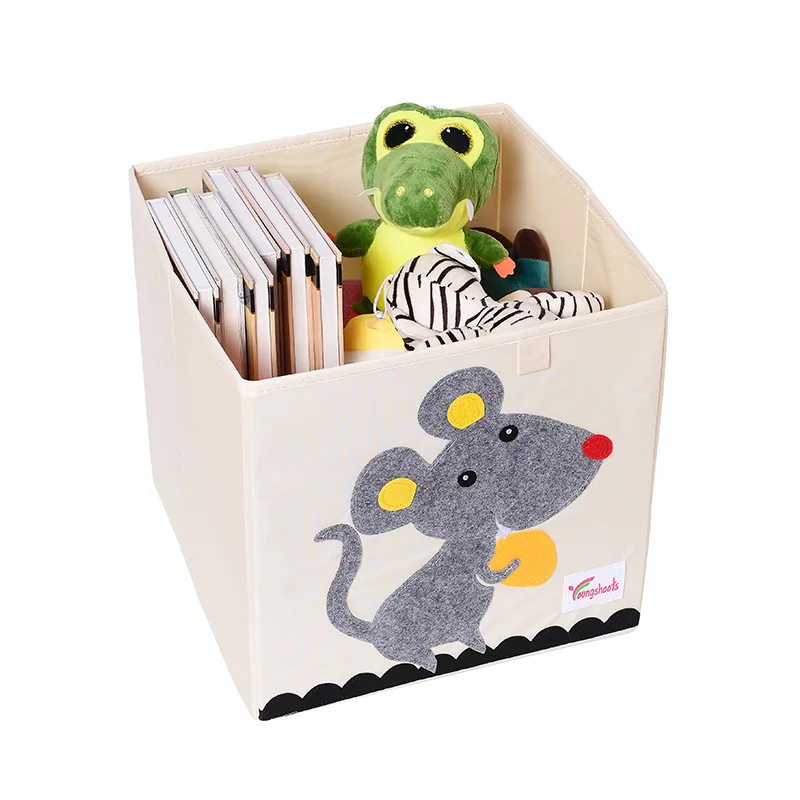 3D мультфильм животных вышивка складной ящик для хранения мыть ткань Оксфорд шкаф сумка для хранения детские игрушки Органайзер 33*33*33 см ящики - Цвет: A