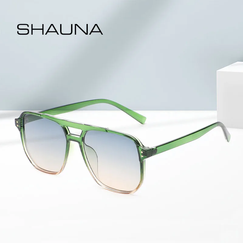 SHAUNA Retro Double Bridges Square Sunglasses Women Fashion Nail Decoration Eyewear Shades UV400 Men Trending Sun Glasses