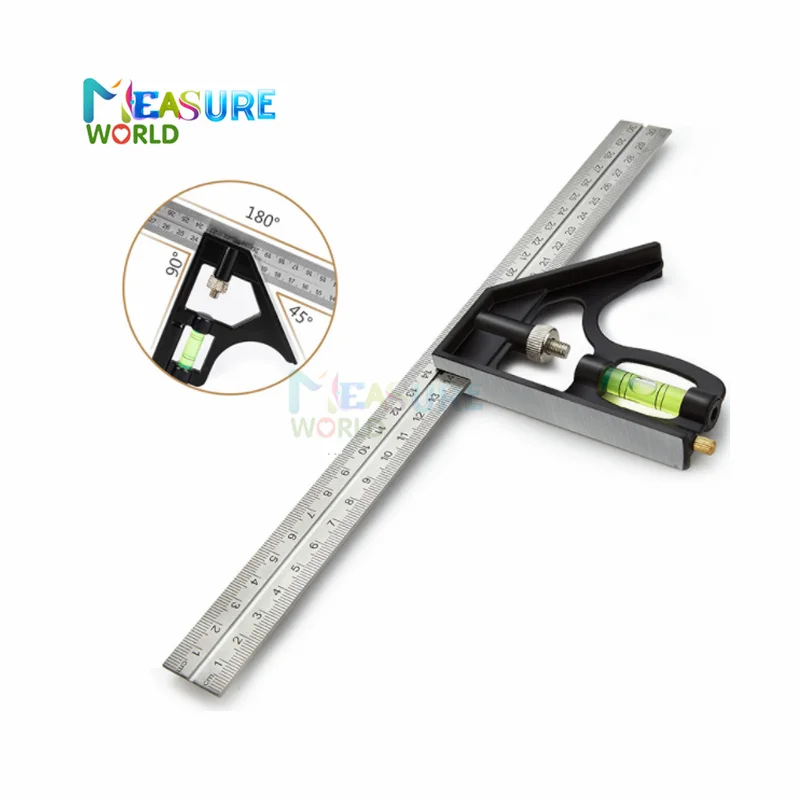 DIY Precise Stainless Steel Measuring Tools Aluminium Combination Mobile Square Workshop Hardware Angle Spirit Level 12"(300mm)
