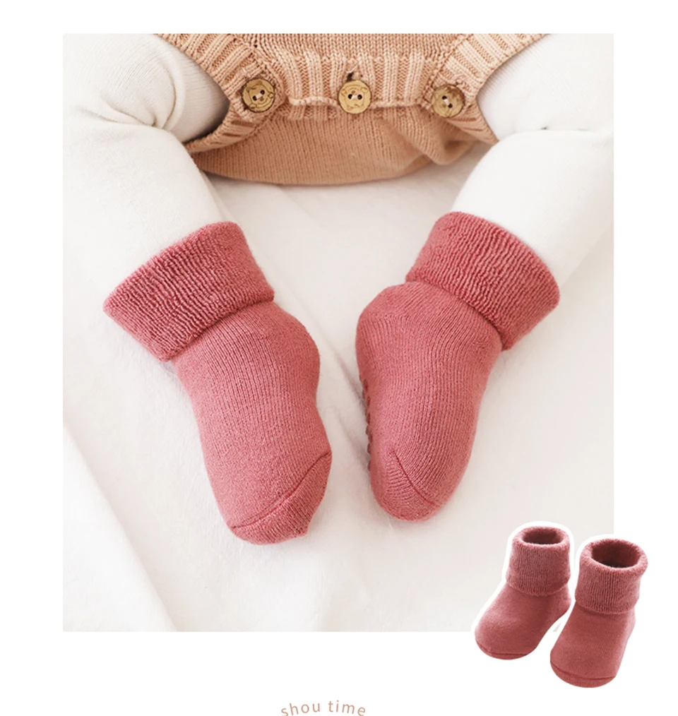 Baby winter anti slip long Socks Newborn infant boy girl Cotton Cute Terry Thicken warm Sock toddler children Clothing Accessory